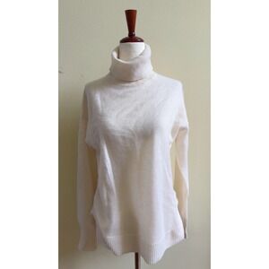 NEW NORDSTROM 100% Cashmere Turtleneck Sweater Womens Cream White Size S